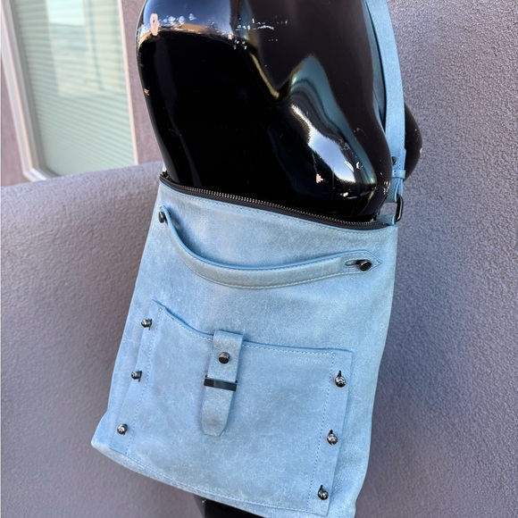 Botkier Handbags - Botkier New York Light Blue Suede Zip‑Top Cross Body Shoulder Bag